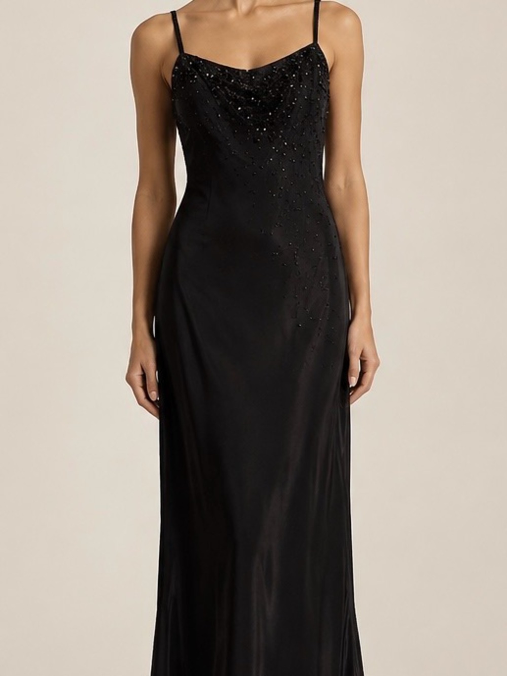 Roland Nivelais Black Beaded Evening Dress